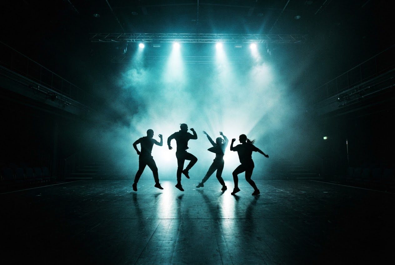 A stage lit for a showcase